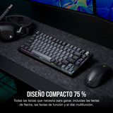 CORSAIR K65 PLUS WIRELESS 75% RGB Teclado Mecánico para Juegos Intercambiable en Caliente - Interruptores Lineales Rojos CORSAIR MLX Prelubricados - Insonorización - Teclados PBT - QWERTY ES - Negro