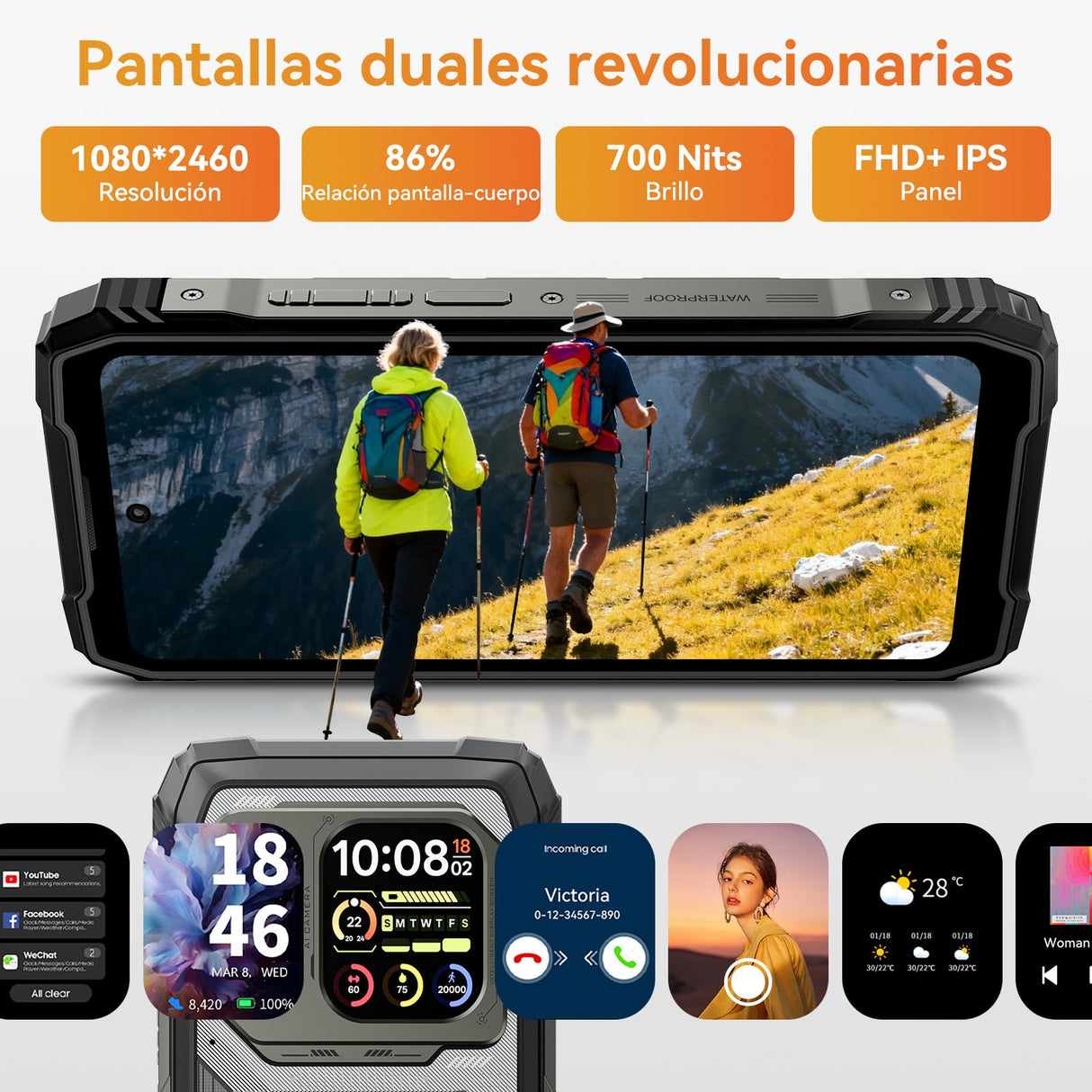 Blackview Xplore 1 Pro 5G Imágenes Térmicas Movil Resistente, Batería 20000mAh, 36GB+256GB/2TB TF, Dimensity 7050, Android 15 Movil Irrompible, 6.78" 120Hz 2.4K, 64MP+50MP, IP68/IP69K/OTG/NFC/GPS