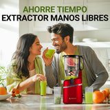 AMZCHEF Extractor de Zumos y Verduras Automático, 135MM Apertura y 1.8L Capacidad Licuadora para Verduras y Frutas Entera, 250W Licuadora Prensado en Frio Lento con Triple Filtro - Rojo