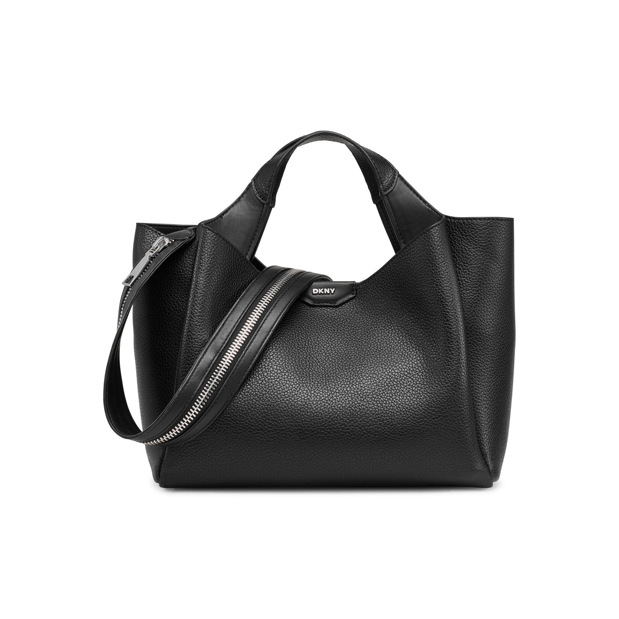 DKNY Willa Satchel, Bolso de Mano para Mujer, Negro/Plata