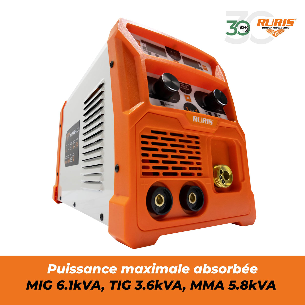 RURIS - Estación de soldadura inversor AS200FULL 200A – MIG/MAG sin gas, LIFT TIG, MMA – 230 V, 60% Duty Cycle, Ø Alambre 0,8-1 mm, Ø electrodos 2,5-4 mm, kit completo incluido