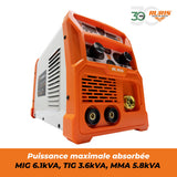 RURIS - Estación de soldadura inversor AS200FULL 200A – MIG/MAG sin gas, LIFT TIG, MMA – 230 V, 60% Duty Cycle, Ø Alambre 0,8-1 mm, Ø electrodos 2,5-4 mm, kit completo incluido