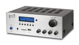 Dynavox VT-80 MK Amplificador estéreo Compacto, 4 terminales de Altavoz atornillables, Control Remoto para entradas Digitales (USB, Tarjeta SD), Antena BT integrada y Radio FM, Plateado