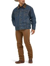 Wrangler Chaqueta vaquera con forro de estilo occidental para hombre, Denim/Blanket, XX-Large