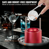 VEVOR Prensa para Bolas de Hielo 2,4" Kit de Aleación de Avión para Esferas de 60mm, Con Pinza y Bandeja de Goteo, para Whisky, Cocktail, Rojo