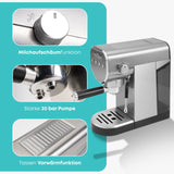 Profi Cook PC ES 1265 - Cafetera 2 en 1 | Cápsulas de café y polvo espresso | Máquina portafiltro 20 bar bomba italiana | Incluye boquilla espumador de leche | Portafiltros para café espresso