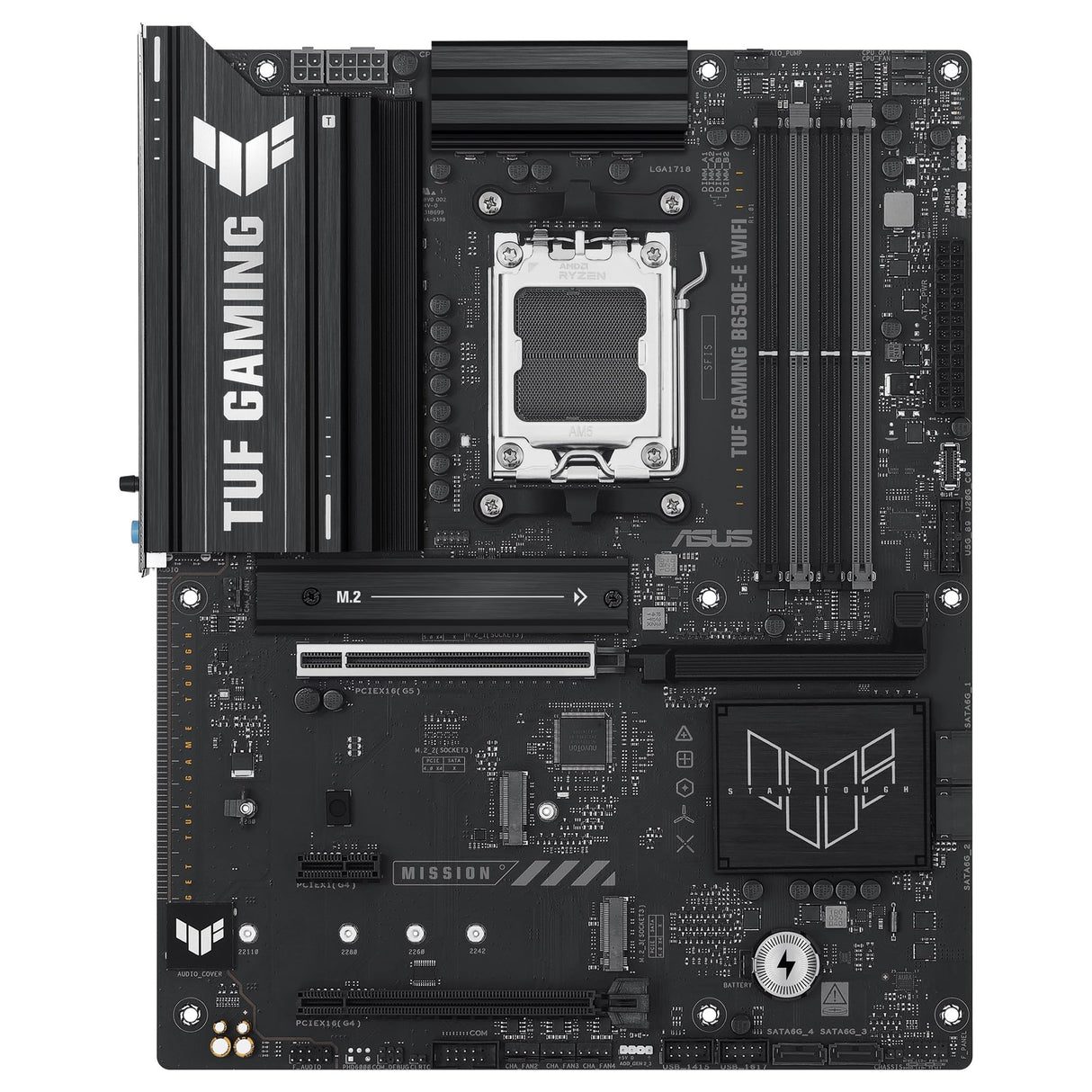 ASUS TUF Gaming B650E-E WiFi - Placa Base AMD B650 ATX, 8+2+1 etapas de Potencia 80A, DDR5, PCIe 5.0, M.2, Wi-Fi 6E, Ethernet 2,5 GB, DisplayPort, HDMI, USB Tipo-C, BIOS Flashback, Aura Sync