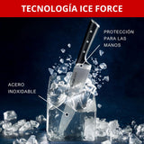 Tefal Ice Force – Bloque de 7 cuchillos: Pan 20 cm, Chef 20cm, Santoku 18 cm, Universal 11cm, Pelar 9cm | Acero Inoxidable Alemán, Corte Preciso, Mango Remachado, Resistente a la Corrosión