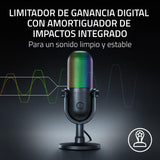 Razer Seiren V3 Chroma - Micrófono USB RGB con pulsación para silenciar (Iluminación Reactiva Para Streaming y juegos, Micrófono de condensador supercardioide) Negro