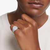 Swarovski Anillo de cóctel Meteora, Blanco, Baño de rodio, 52