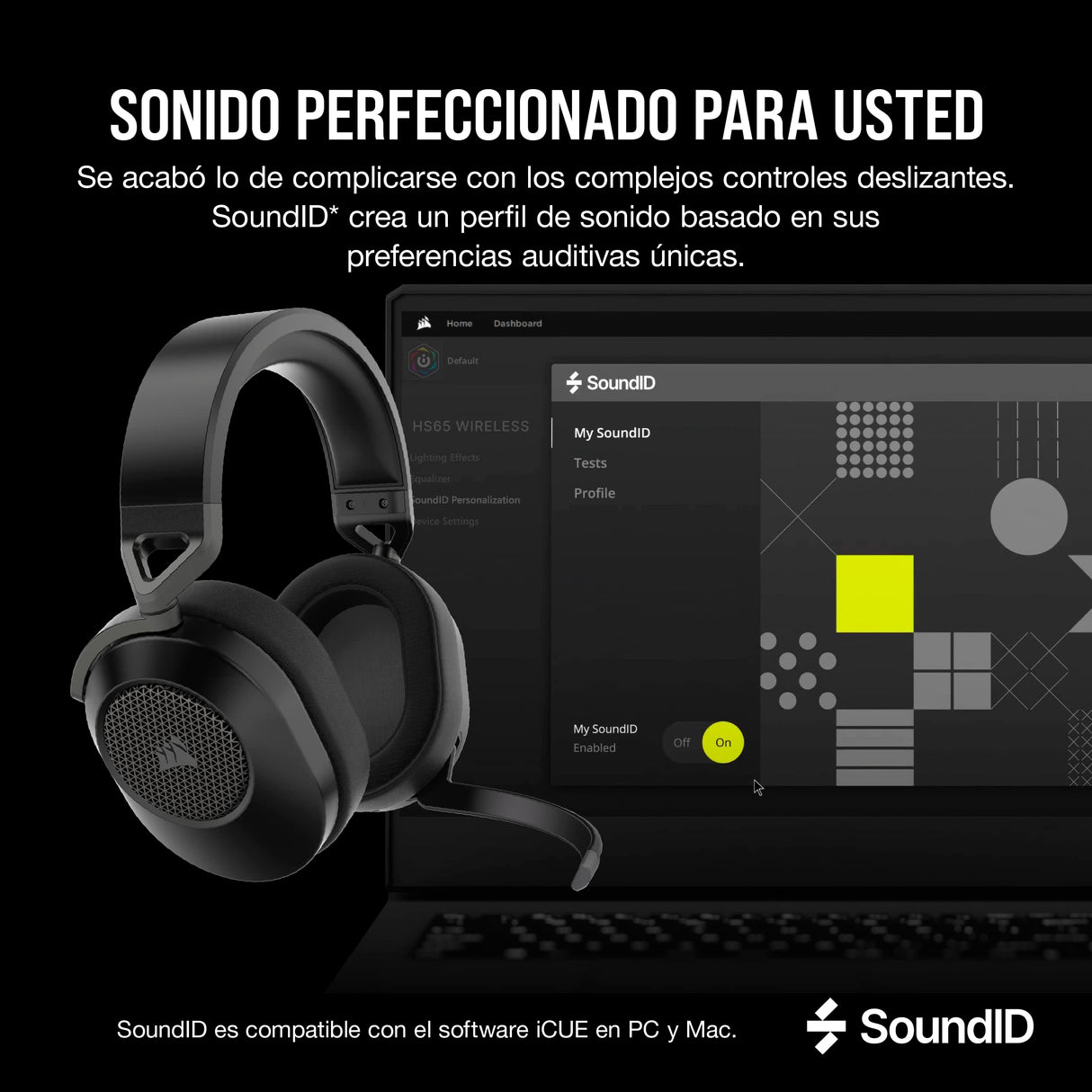 Corsair HS65 WIRELESS Auriculares para Juegos Multiplataforma con Bluetooth - Dolby 7.1 Sonido Envolvente - Micrófono Omnidireccional - iCUE - PC, Mac, PS5, PS4, Nintendo Switch, Móvil - Carbono