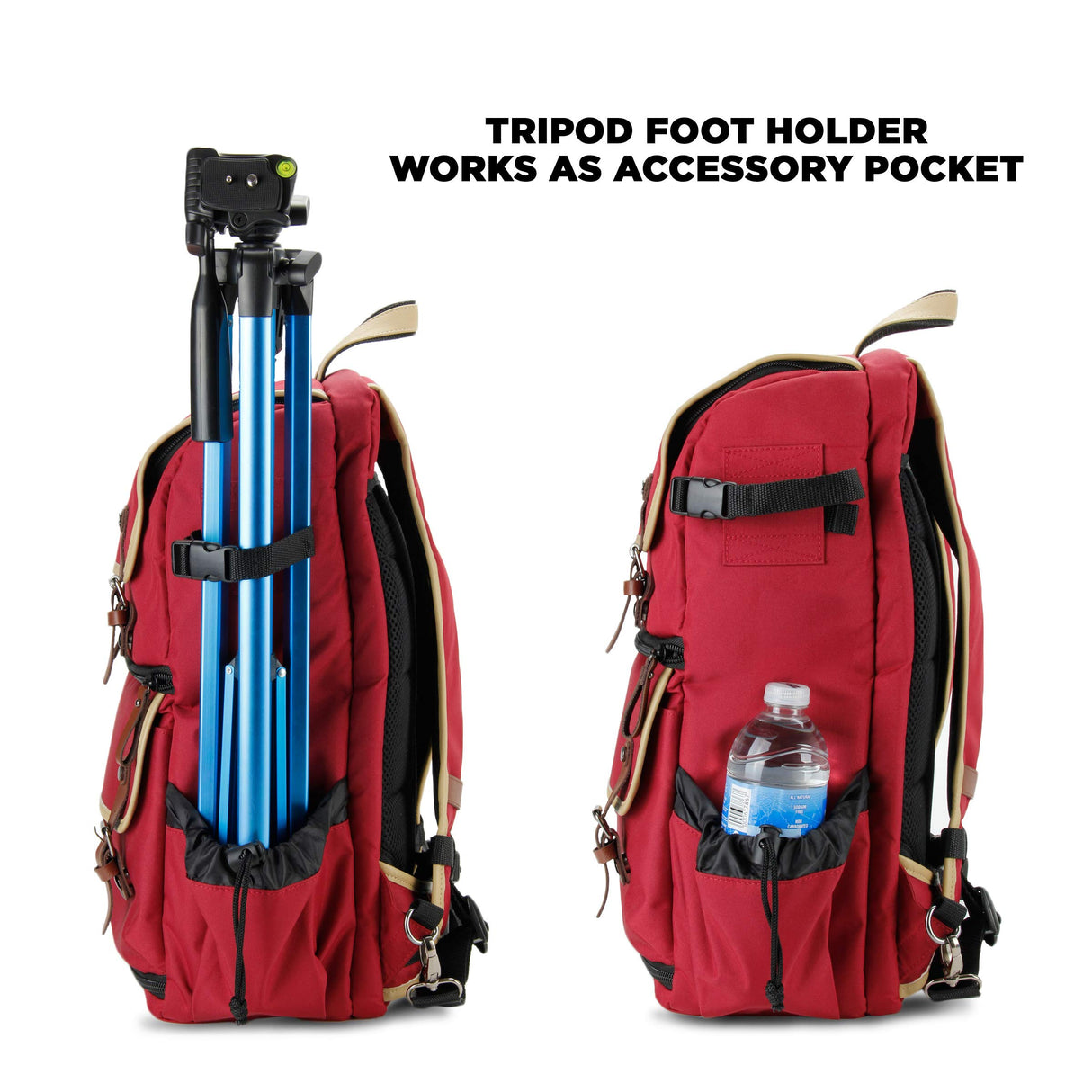 GOgroove Mochila para Cámara Réflex con Soporte del Trípode, Compartimento para Portátil, Almacenamiento para Accesorios y Cubierta Impermeable Incluido para Canon EOS 1300D, Nikon D3300, Pentax