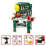 Theo Klein 8485 Banco de trabajo N.º 1 de Bosch I 150 piezas I Incluye destornillador eléctrico, set de construcción, máquina amoladora y mucho más I Medidas: 62 cm x 42 cm x 100 cm