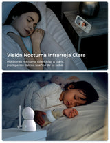 WOLFANG 1080P Camara Vigilancia Bebe con 5" 720P Pantalla, Vigilabebes con Camara con Rotación de 360° y Zoom, Sin WiFi, Visión Nocturna, Comunicación Bidirecciona, Temperatura, Detección de Llanto