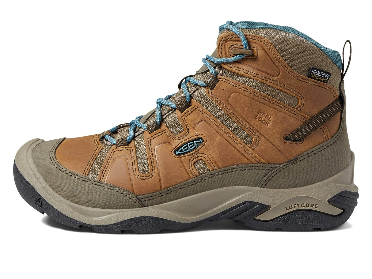 KEEN Circadia Mid Waterproof, Botas para Senderismo Mujer, Toasted Coconut/North Atlantic, 38.5 EU