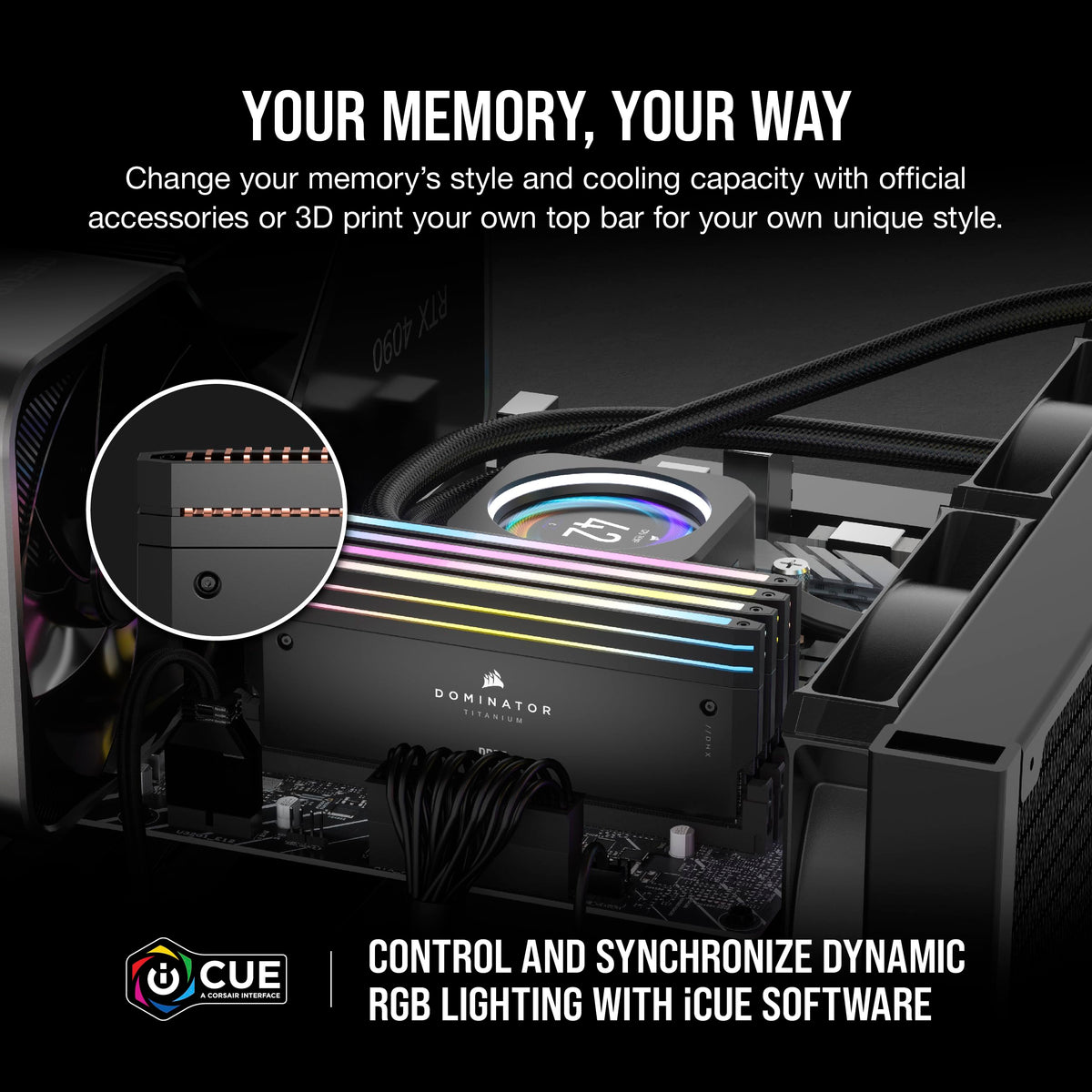 CORSAIR Dominator Titanium RGB DDR5 RAM 96GB (2x48GB) DDR5 6400MHz CL32 Intel XMP Memoria de Ordenador Compatible con iCUE - Negro (CMP96GX5M2B6400C32)