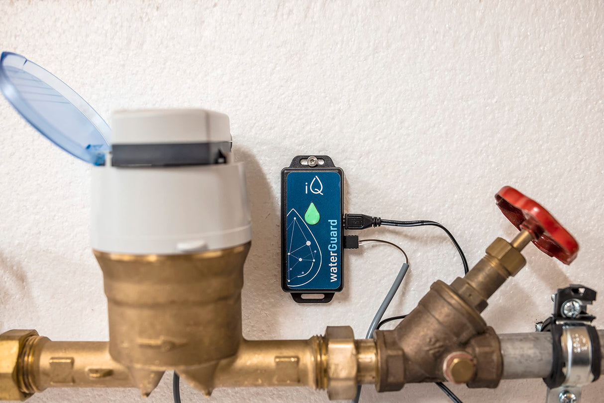 iQ water Guard – Detector de Agua Inteligente con función de Alarma de Agua 92dB & WiFi – Water Guard – Monitor de Agua para Smartphone – Contador de Consumo de Agua WiFi, monitoreo del Consumo de