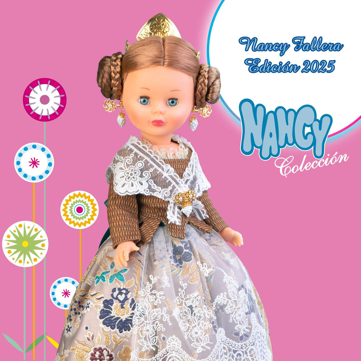 Nancy Colección Fallera Edición 2025, Muñeca de 42 cm, con Auténtico Traje Regional de la Comunidad Valenciana, Diseño y Accesorios hechos en Honor a las Fallas, Certificado Oficial, Famosa (NAL12000)