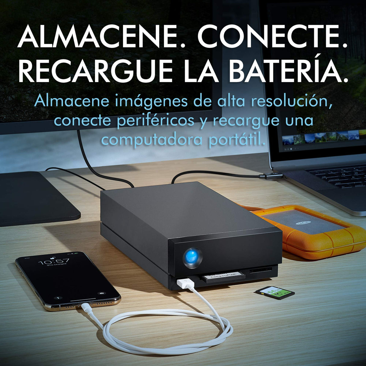 LaCie 1big Dock 20TB — USB‑C Disco duro externo de sobremesa, para Mac y Windows, Thunderbolt 3, lector de tarjetas — incluye Rescue Data Recovery