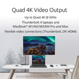 Kensington K35234EU - SD5920T EQ Docking Station Thunderbolt 4 Quad 4K con Tecnología DisplayLink, Lectores de Tarjetas SD y Micro SD, Carga Rápida de 100W, Puertos Ethernet, USB-A y USB-C 3.2