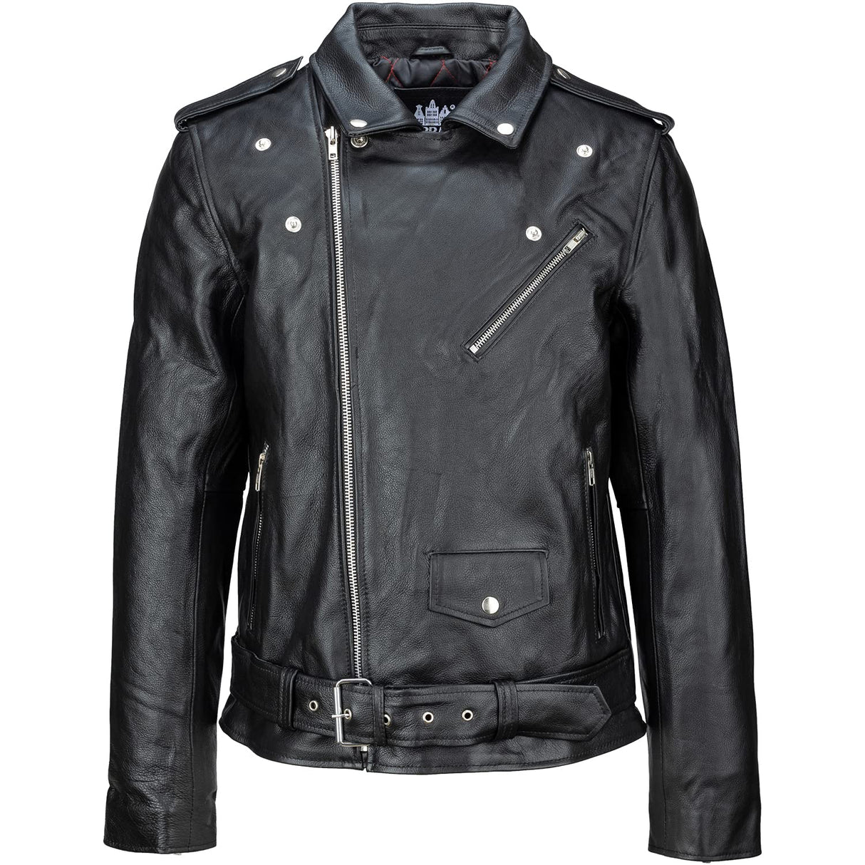 URBAN 5884 Chaqueta de Cuero para Hombre Perfecto, Suave y Duradera Chaqueta de Cuero Genuino, Estilo Motero, Negro, 3XL