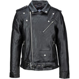 URBAN 5884 Chaqueta de Cuero para Hombre Perfecto, Suave y Duradera Chaqueta de Cuero Genuino, Estilo Motero, Negro, 3XL