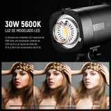 NEEWER S102-400W Pro Flash Iluminación Kit(Paquete de 2) con 2 2,4G Disparadores, 2 Soportes Luz, 2 Softbox, Reflector 5 en 1, Bolsa, 400W GN62 5600K 30W Lámpara Modelar LED Montaje Bowens Ventilador
