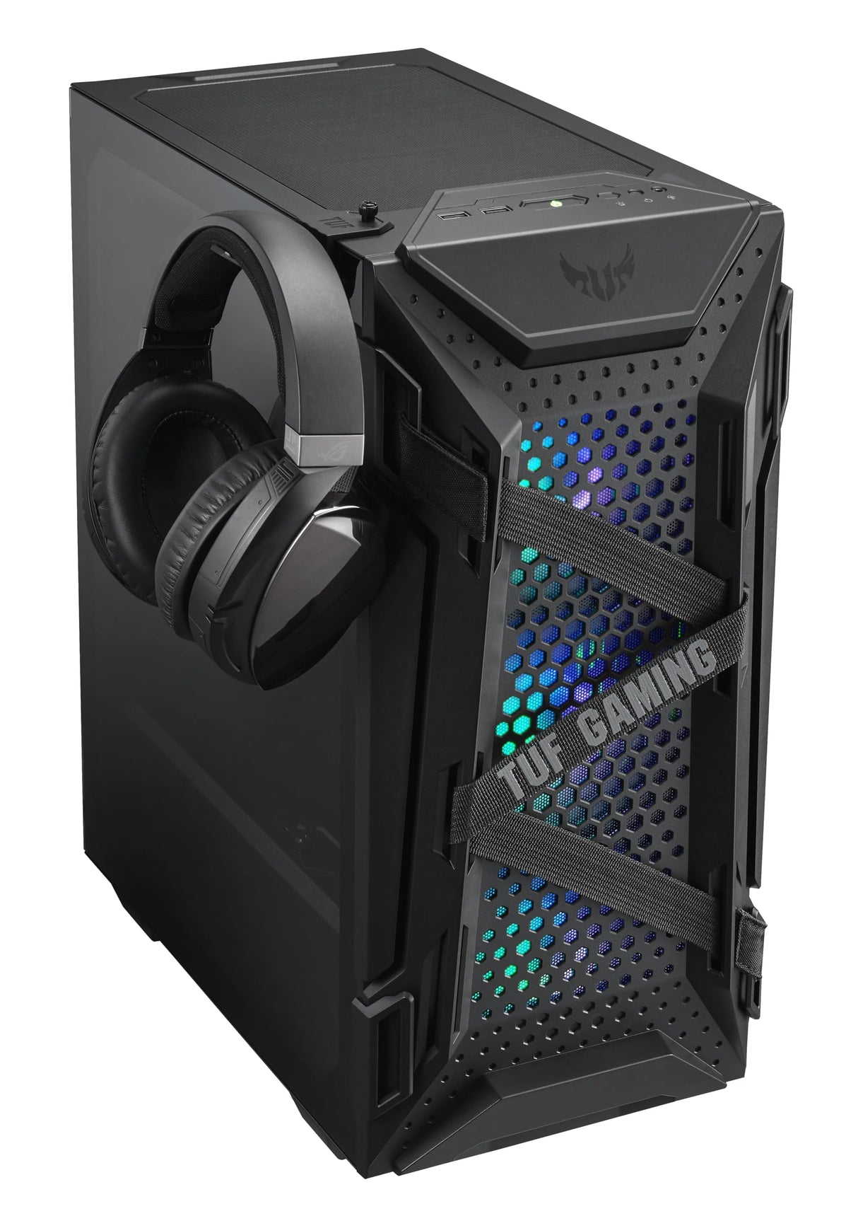 ASUS TUF Gaming GT301 - Chasis para Ordenador ATX de Media Torre, Lateral de Cristal Templado, Frontal con diseño de Panal, Ventilador RGB Aura de 120 mm, Compatible con radiadores de 360 mm