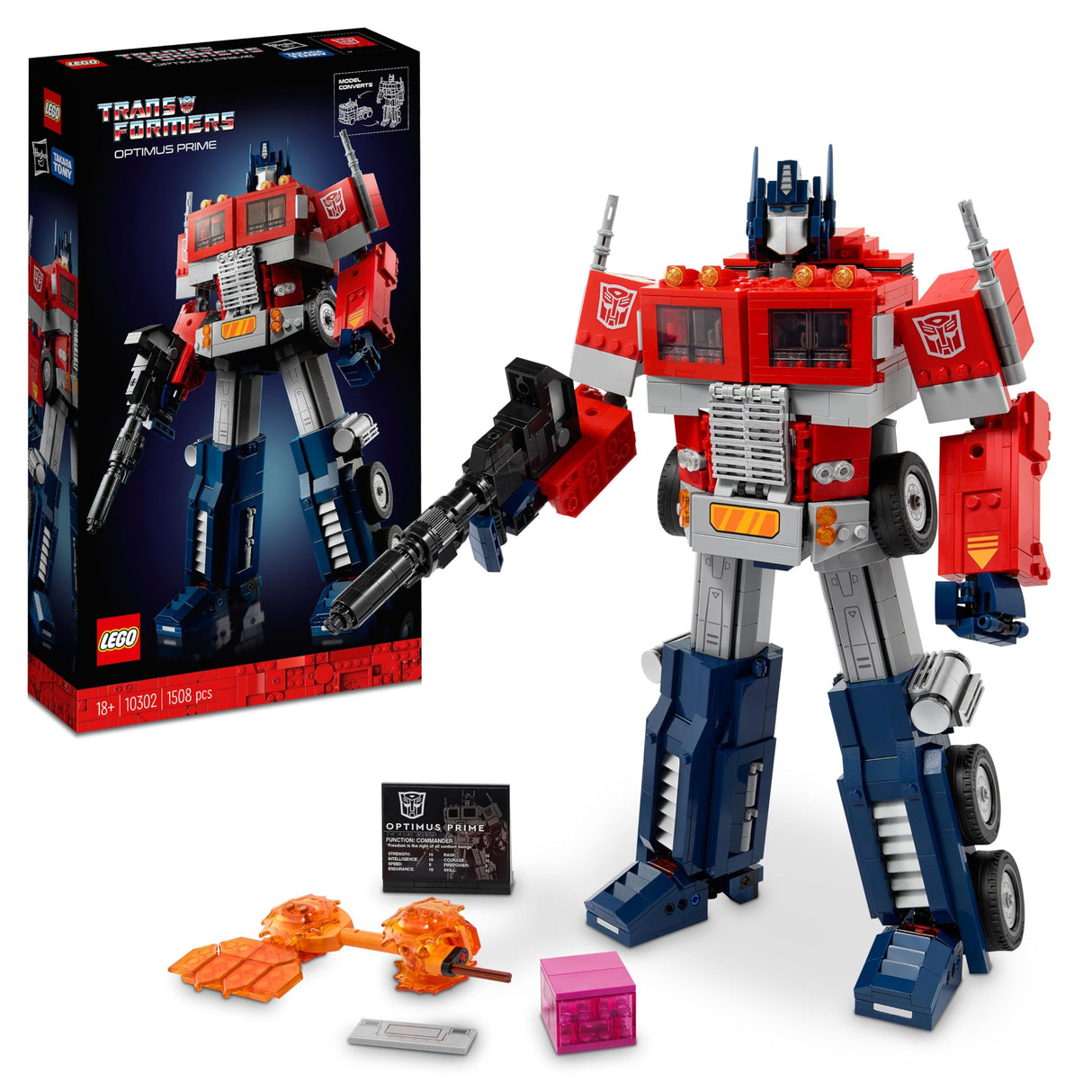LEGO Icons Optimus Prime, Maqueta para Construir para Adultos, Modelo 2-en-1 Transformers, Robot y Camión, Idea de Regalo para Hombres y Mujeres 10302