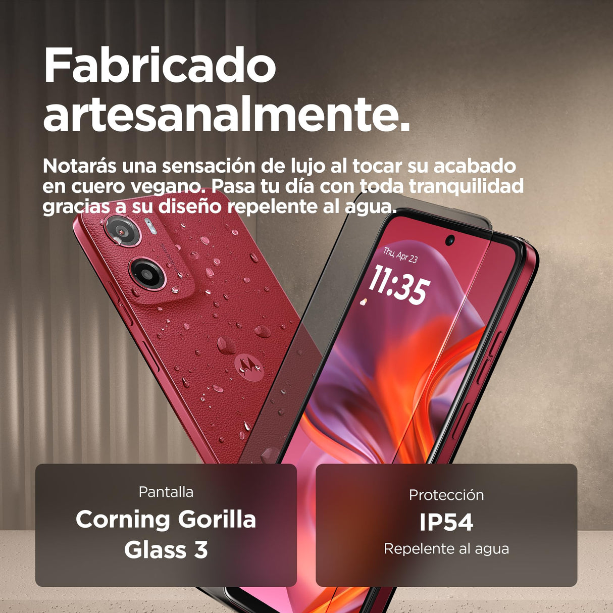 Moto g05 12GB (4G+8GB RAM Boost)/256GB Rojo, España, Pantalla superbrillante de 6.67", Sistema de cámaras de 50 MP, Modo Retrato con IA, Textura Soft Luxe, Corning Gorilla Glass 3, batería 5200 mAh,