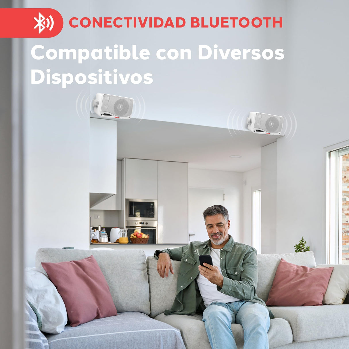 Pyle Sistema de Altavoces, Inalambrico, Impermeable, Waterproof, Exteriores, Interiores, Par de 3.5” de 3 vias, Activo, Pasivo