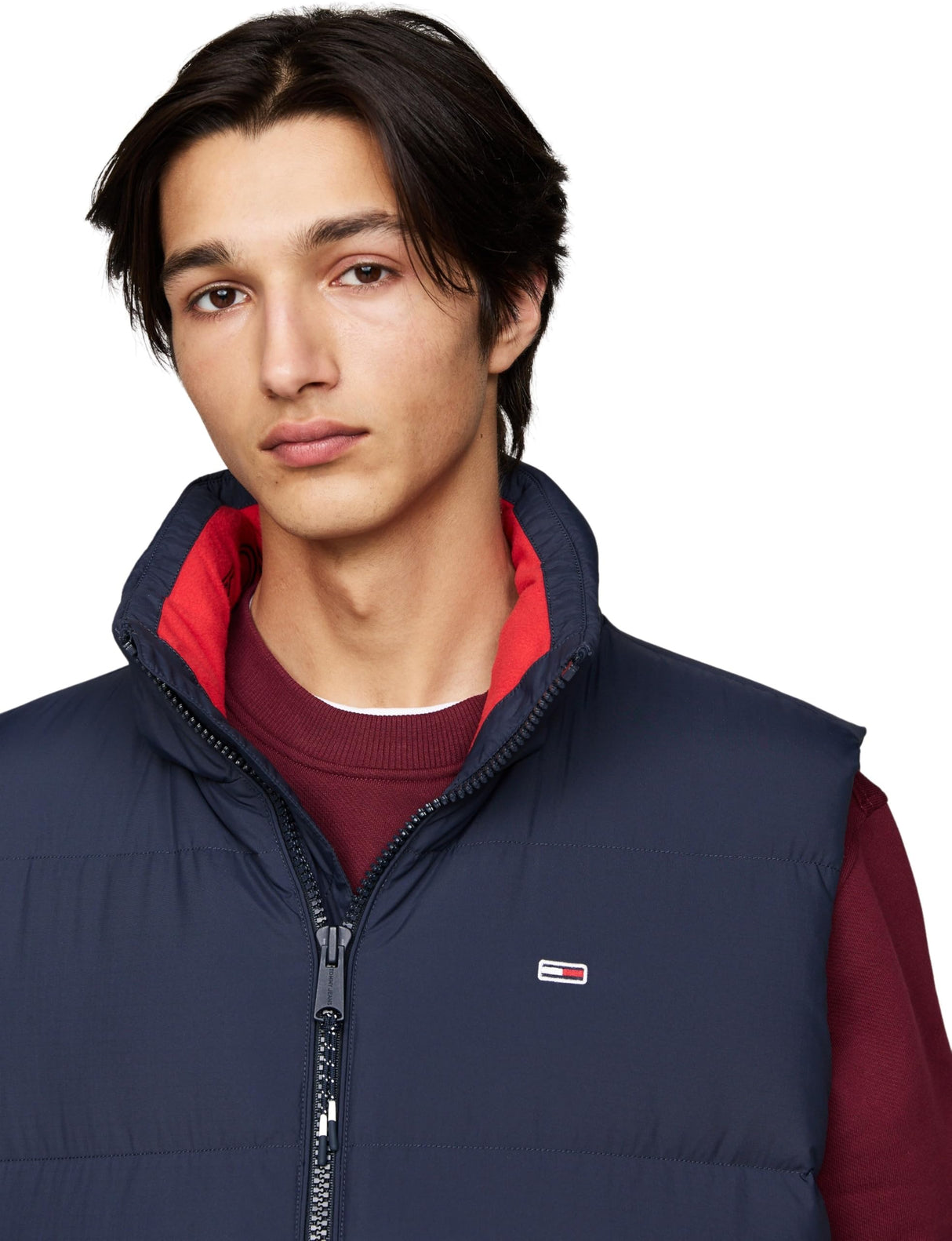 Tommy Jeans Chaleco Hombre Essential Down Vest con Capucha, Azul (Dark Night Navy), S