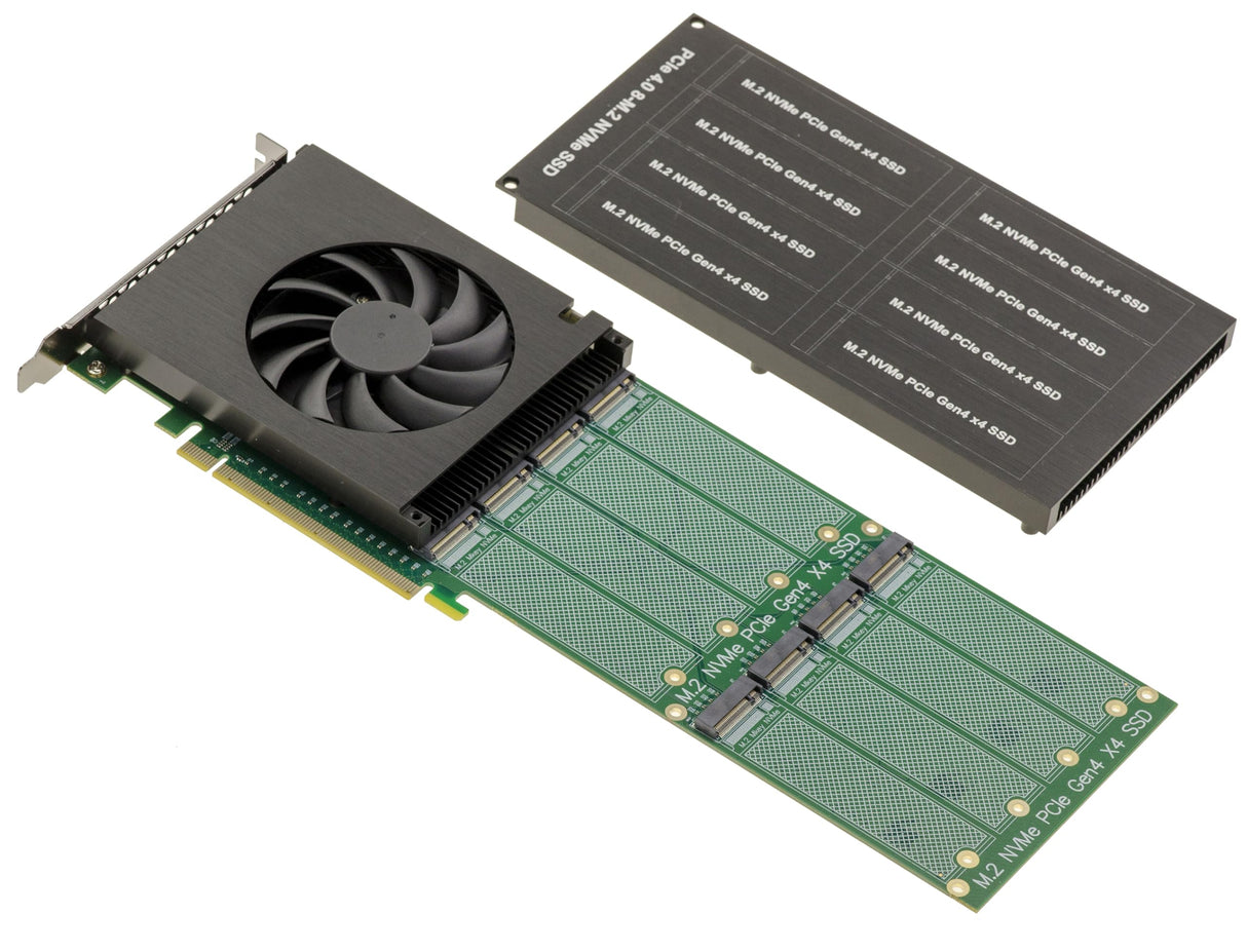 KALEA-INFORMATIQUE - Tarjeta PCIe 4.0 x16 para 8 SSD M.2 NVMe CHIPSET Broadcom PEX88048 - Protección por encofrado Aluminio ventilado