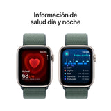 Apple Watch SE de 2.ª generación GPS Smartwatch con Caja de Aluminio en Blanco Estrella de 44 mm y Correa Loop Deportiva Verde Lago. Monitores de entreno y sueño y Neutro en Carbono