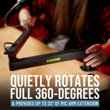 Shure by Gator Soporte premium de perfil bajo para micrófono de escritorio; totalmente ajustable para podcasts, streaming y configuraciones de home office (SH-BROADCAST2)