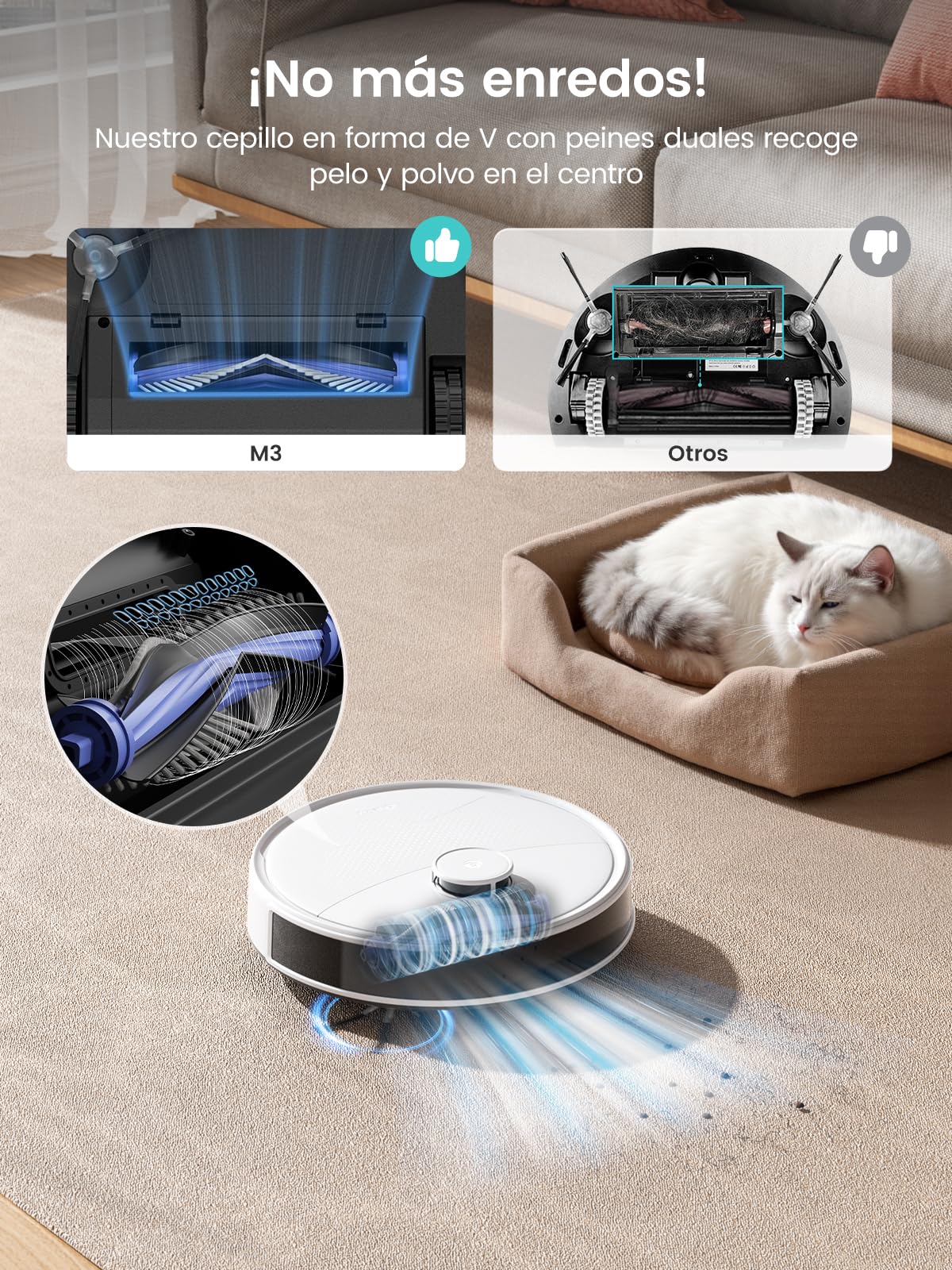 LEFANT M3 Robot Aspirador y Fregasuelos, Potente Succión de 12000 Pa, Doble Giro Fregar, Lavado y Secado Automático, Vaciado Automático para 3,2 L, Cepillos Antienredos, App/Alexa/iWatch, 2,4 G y 5G