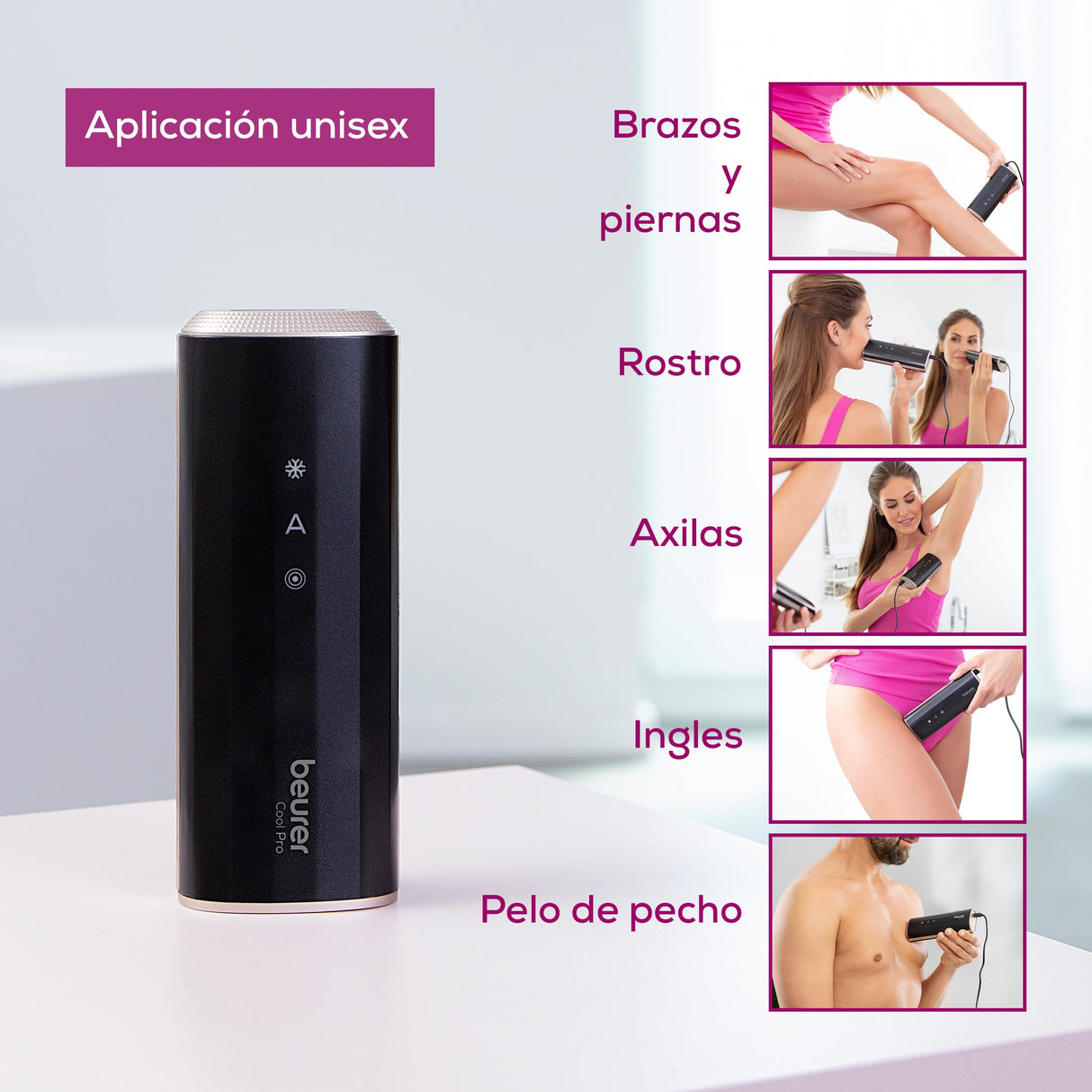 Beurer IPL 7800 PRO Depiladora con tecnología de enfriamiento, 5 niveles de intensidad, hasta 1 millón de pulsos de luz, para brazos, piernas, cara, línea del bikini y axilas, para hombres y mujeres