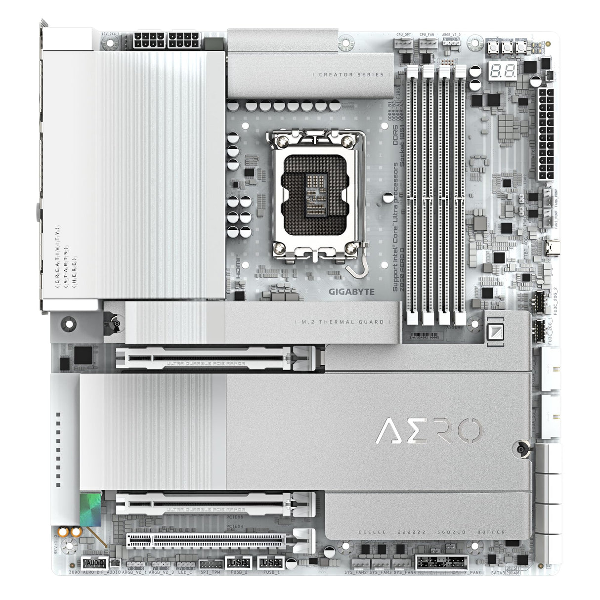 GIGABYTE Z890 Aero D Placa Base - Compatible con CPUs Intel Core Ultra (Serie 2), VRM de 16+1+2 Fases, hasta 9500MHz DDR5 (OC), PCIe 5.0 M.2, Wi-Fi 7, Thunderbolt 5