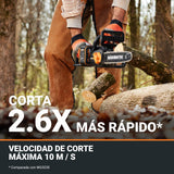 WORX WG350E.9 Nitro - Motosierra profesional con batería de 20 V, potente sierra para madera, 10 m/s, longitud de corte de 30 cm, compacta y segura, lubricación automática, tensión de cadena simple,