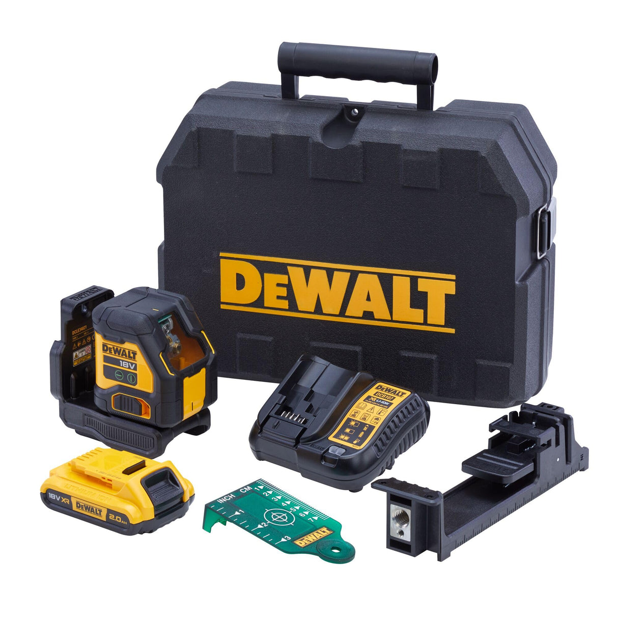 DEWALT DCLE34021D1-QW - Nivel láser autonivelante verde en cruz con batería 18V Li-Ion 2Ah, Autonomía 16h