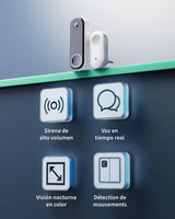 Arlo Essential 2K Videoportero WiFi + Timbre Inalámbrico Exterior Impermeable, Timbre Casa, Detector De Movimiento, Visión Nocturna, Audio Bidireccional, Prueba Arlo Secure Incluida, 1 Cámara, Blanca