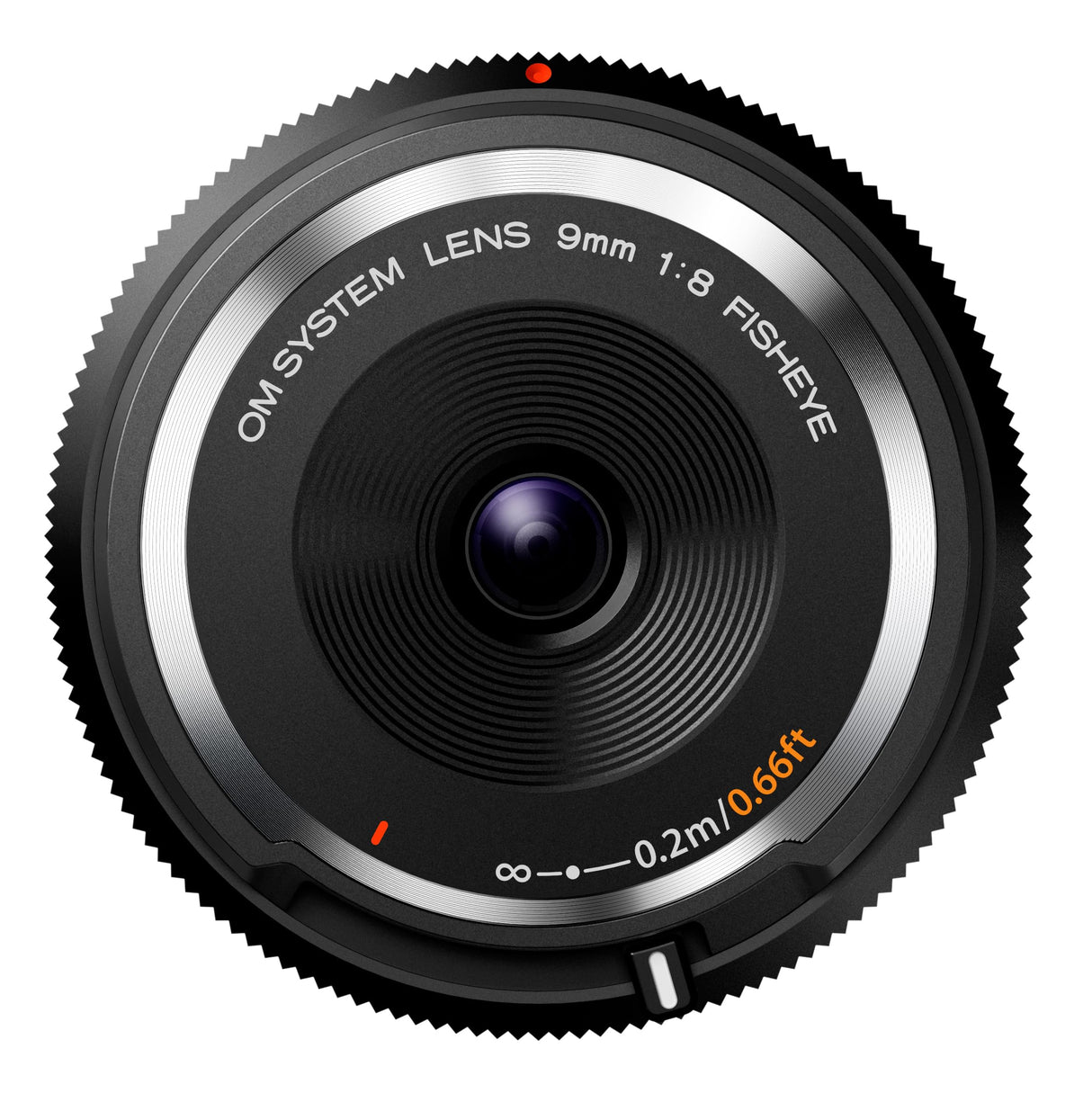 Om System Tapa del Cuerpo, Tapa del Objetivo 9 mm 1:8.0 Ojo de Pez, Apto para Todas Las Cámaras MFT Olympus OM-D,Pen, Panasonic, Negro