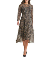 Tommy Hilfiger Vestido Midi de Jersey Sobrepelliz para Mujer, Negro/Tannin, 38