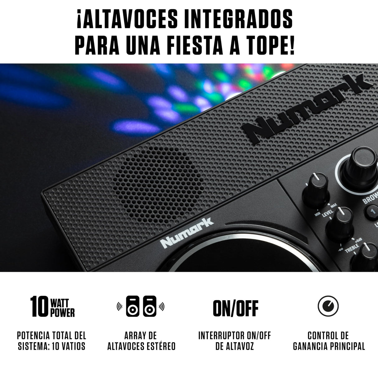 Numark Party Mix Live Controladora DJ, Mesa DJ Con Luces DJ, Altavoces, Mezclador DJ e Interfaz Audio, Con Serato DJ Lite