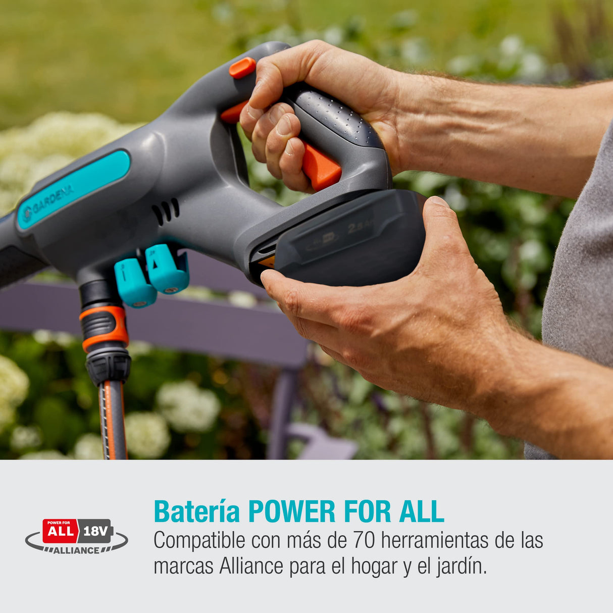 Gardena Set premium para limpiador inalámbrico de presión media AquaClean 24/18V P4A: limpiador inalámbrico equipamiento completo, 3 niveles, presión máx. 24 bar, con batería + cargador (14800-31)