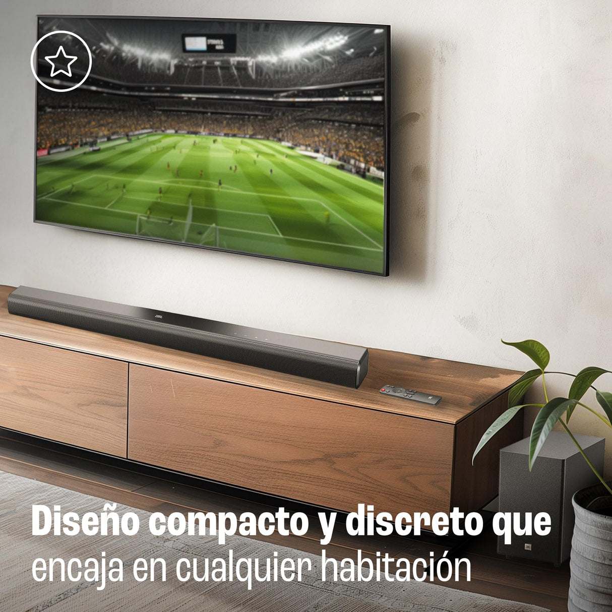 JBL Cinema SB 550 Barra de Sonido de 3.1 canales con subwoofer de 130 cm incorporado para graves profundos y 250 vatios de potente Dolby Audio para una experiencia auditiva de calidad, negro