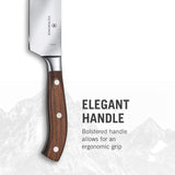 Victorinox Grand Maître, Cuchillo profesional para trinchar, Hoja extra afilada, afilado recto, 20 cm, Elegante mango de madera, Acero inoxidable, Marrón