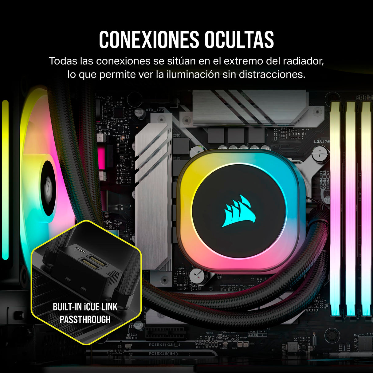 Corsair iCUE Link H115i RGB Refrigerador Líquido RGB para CPU - 280mm AIO - Ventiladores QX140 RGB - Se Adapta a Intel® LGA 1700, AMD® AM5 - Concentrador de Sistema iCUE Link Incluido - Negro