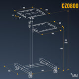 RICOO Soporte proyector Suelo Altura Regulable Elevador Ordenador portátil Universal CZ0800 Ruedas Bandeja Notebook Mesa para Laptop Negro