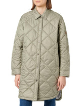 camel active Chaqueta Larga Acolchada en Estilo Overshirt Coat, Verde, 46 para Mujer